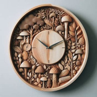 ساعة حائط خشبية منحوتة